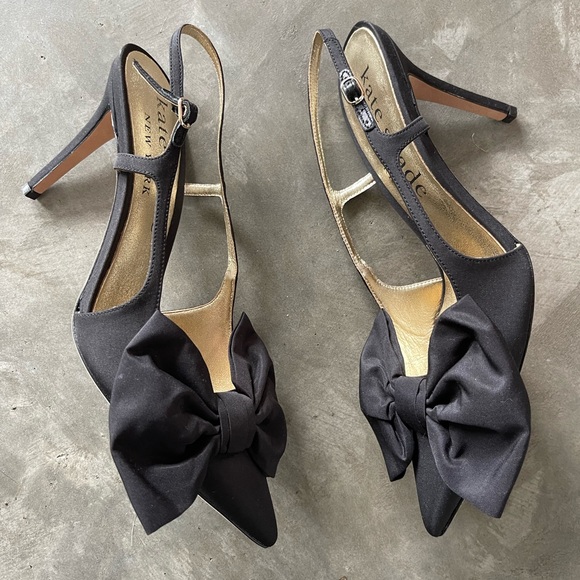 Kate Spade Satin Black Sheela Slingback Pumps - New - Picture 5 of 17